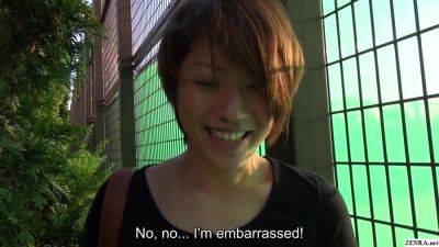 Gorgeous Short Hair And Naturally Tan Japanese Amateur Goes Out For A Walk Outside In Public Wearing Microscopic Hot Pants - upornia.com - Japan